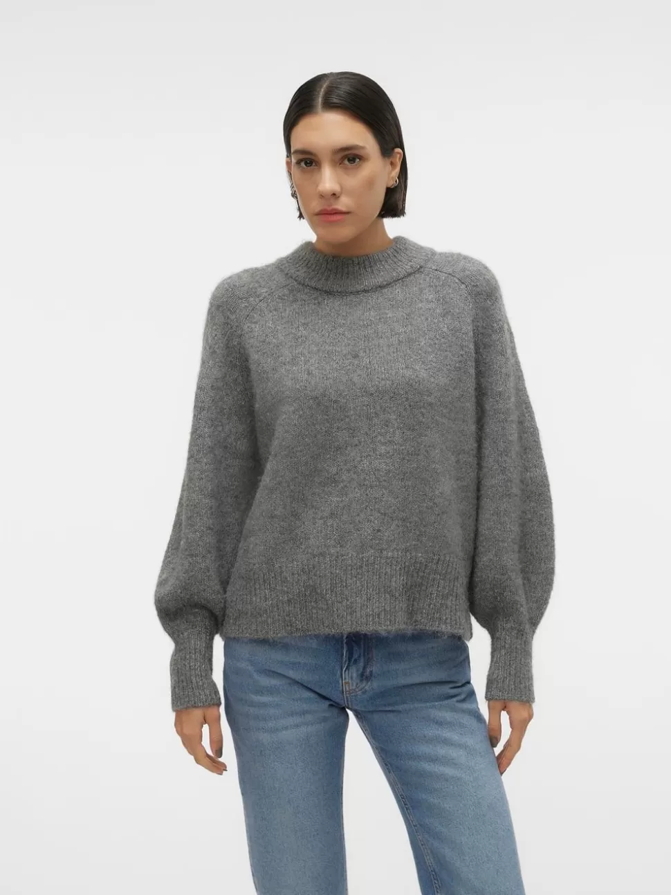 Stickat^VERO MODA VMTINI Pullover Medium Grey Melange
