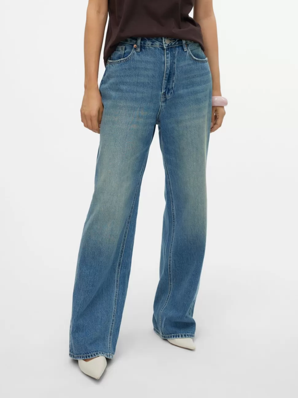 Jeans^VERO MODA VMTOKEY Låg Midja Rak Passform Jeans Medium Blue Denim