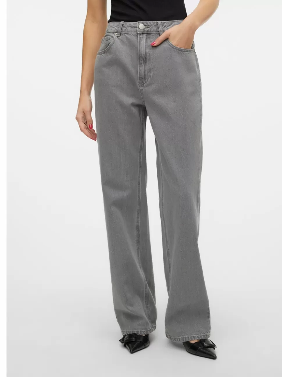 Jeans^VERO MODA VMTOKYO Låg Midja Rak Passform Jeans Medium Grey Denim