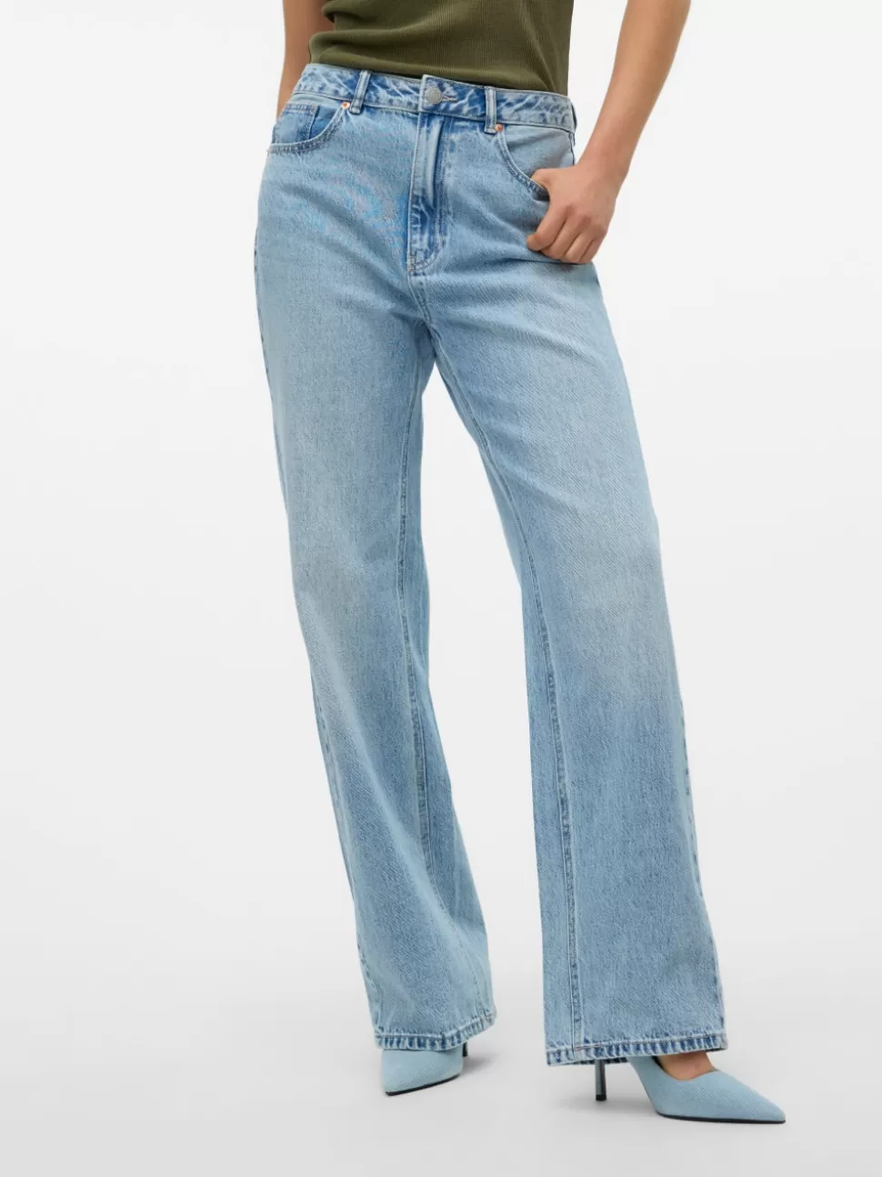 Jeans^VERO MODA VMTOKYO Låg Midja Rak Passform Jeans Light Blue Denim