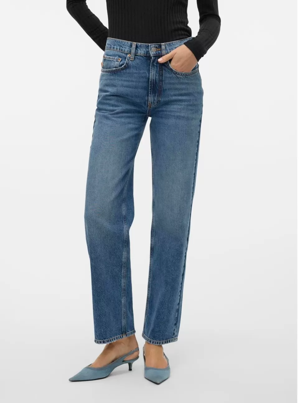 Jeans^VERO MODA VMVALERIE Medelhög Midja Avslappnad Jeans Medium Blue Denim