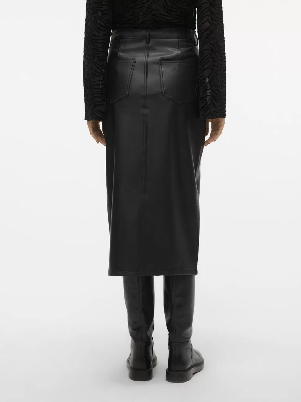 Kjolar^VERO MODA VMVERI Hög Midja Midikjol Black