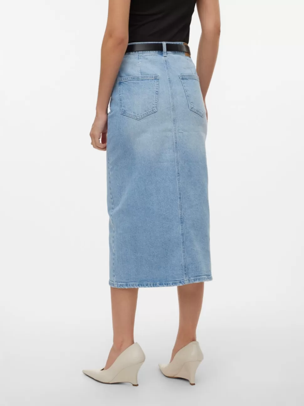 Kjolar | Basics^VERO MODA VMVERI Hög Midja Midikjol Light Blue Denim