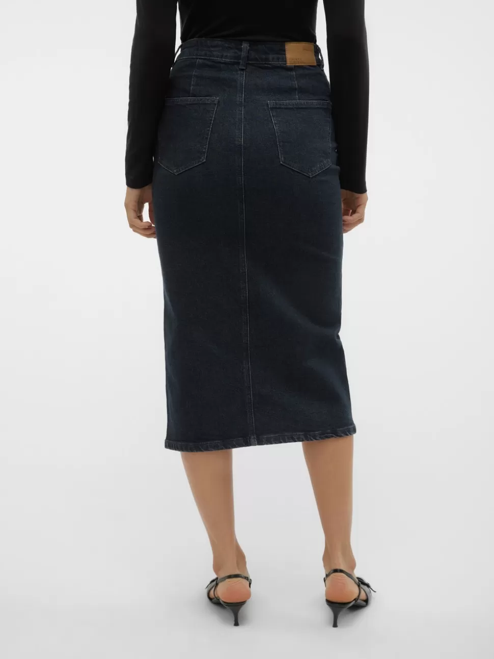 Kjolar | Basics^VERO MODA VMVERI Hög Midja Midikjol Dark Blue Denim