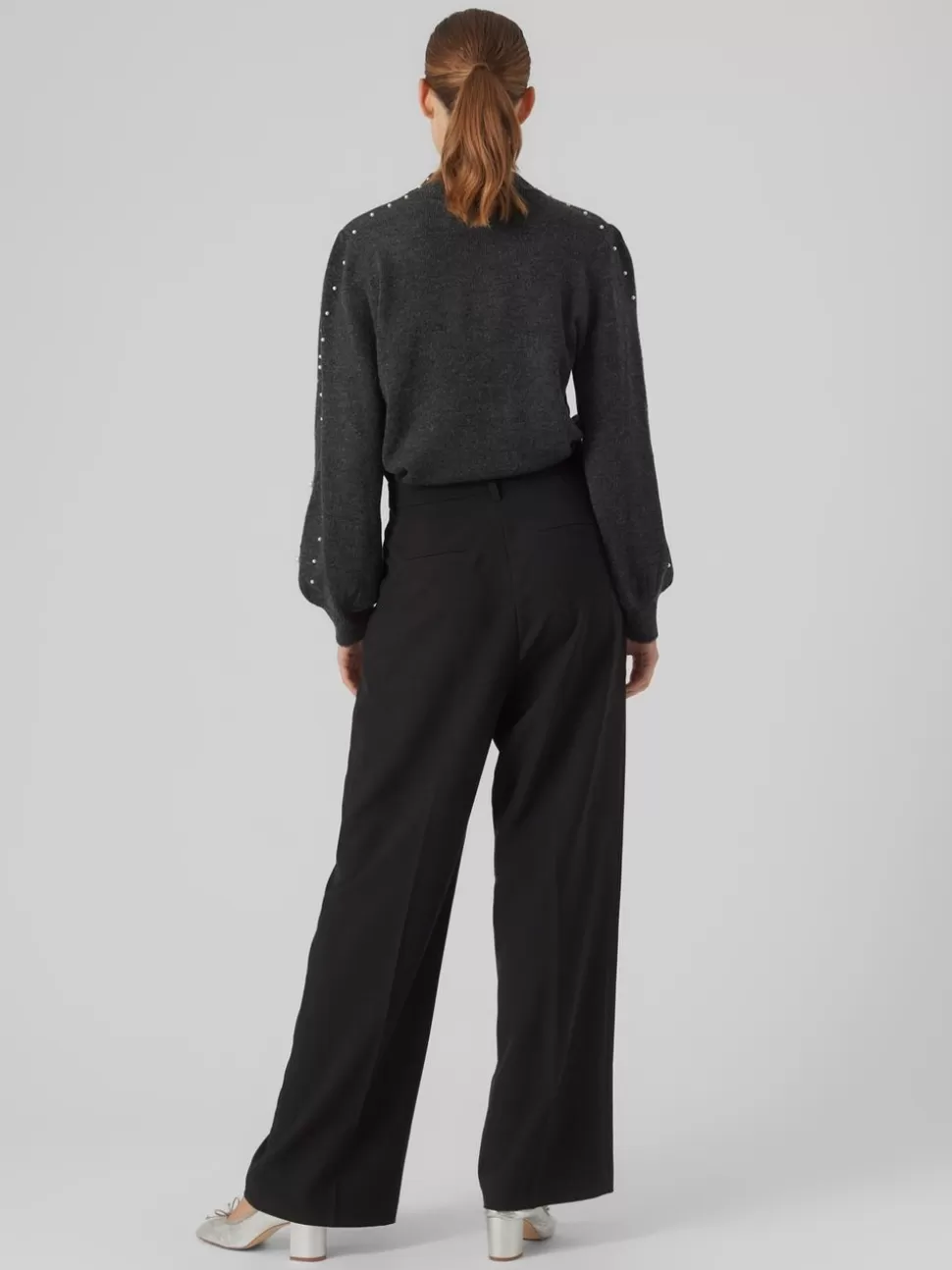 Stickat^VERO MODA VMVIENNA Pullover Dark Grey Melange