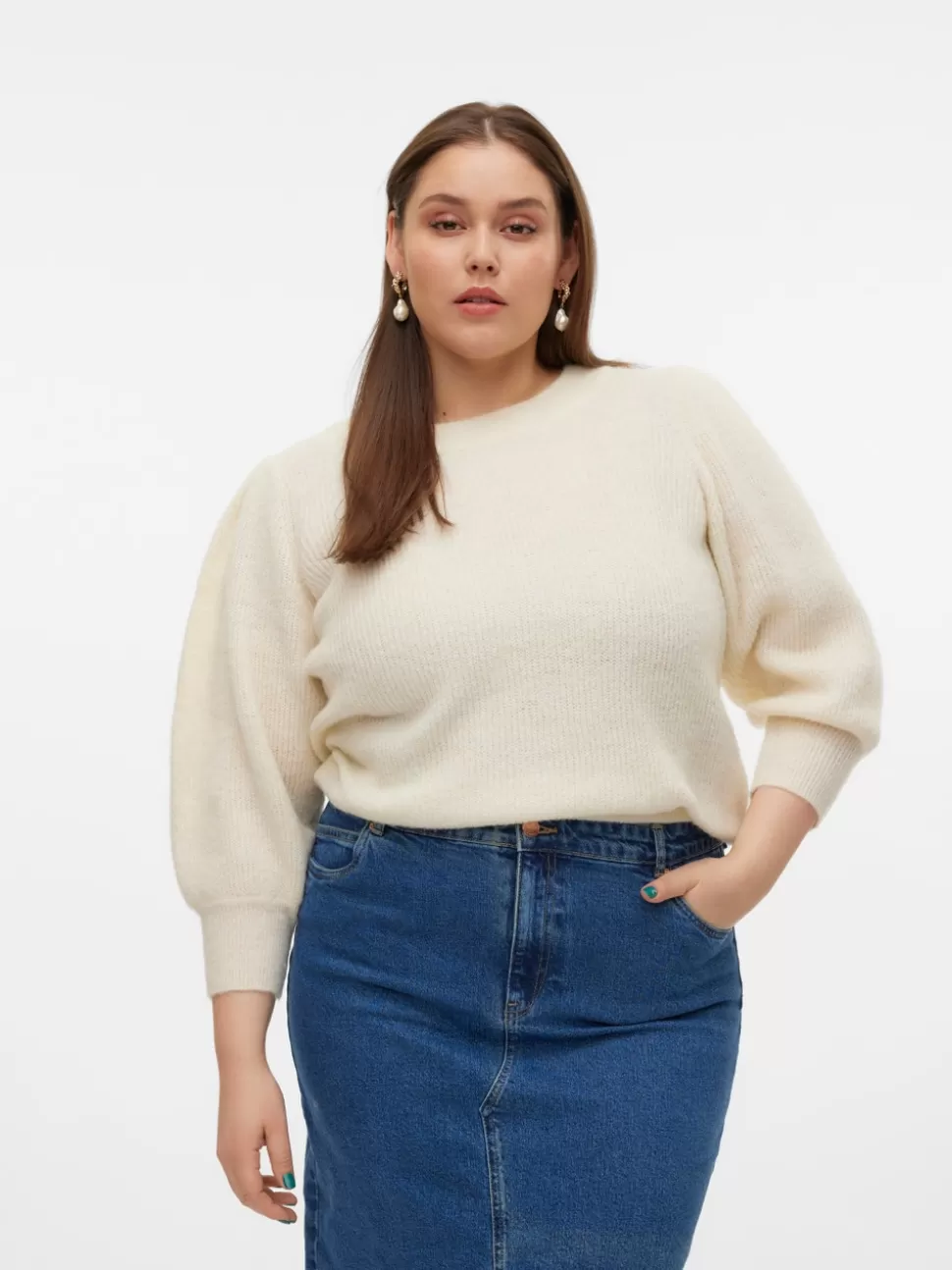 Stickat^VERO MODA VMVIGGA Pullover Birch
