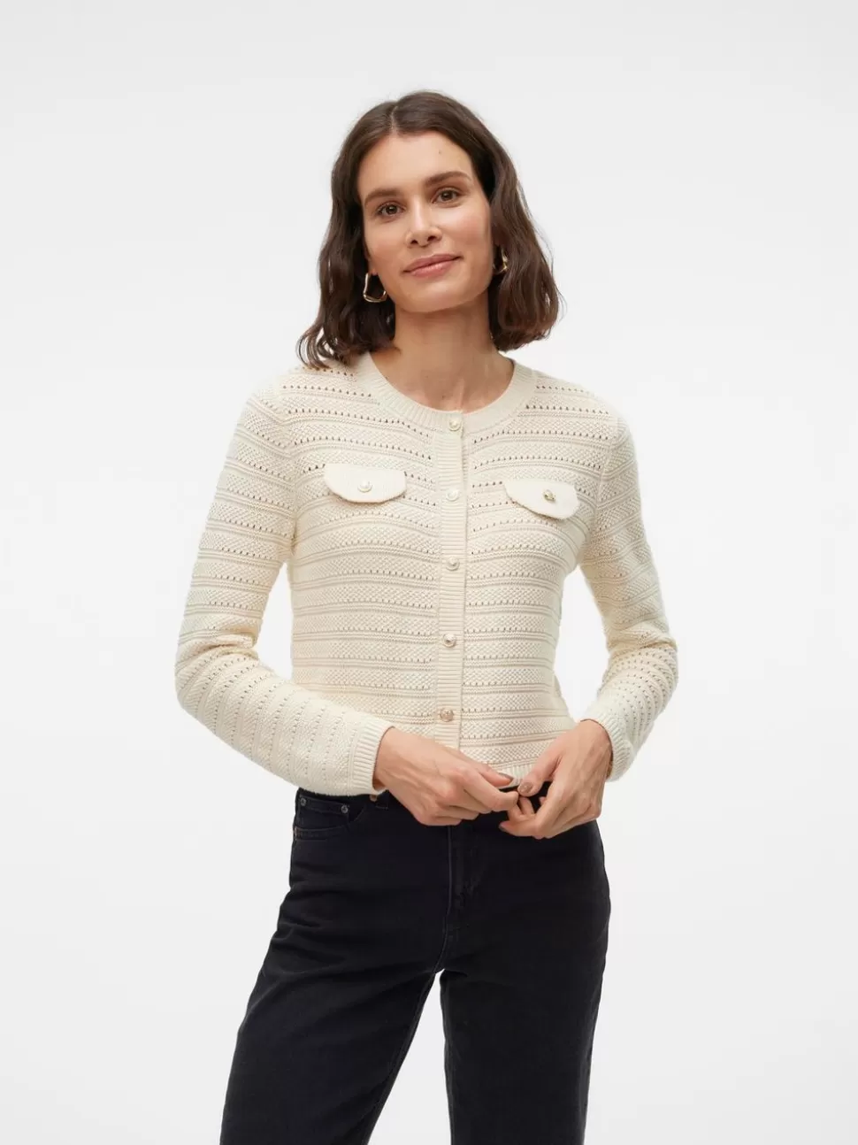 Stickat^VERO MODA VMVIOLETTA Stickad Kofta Birch