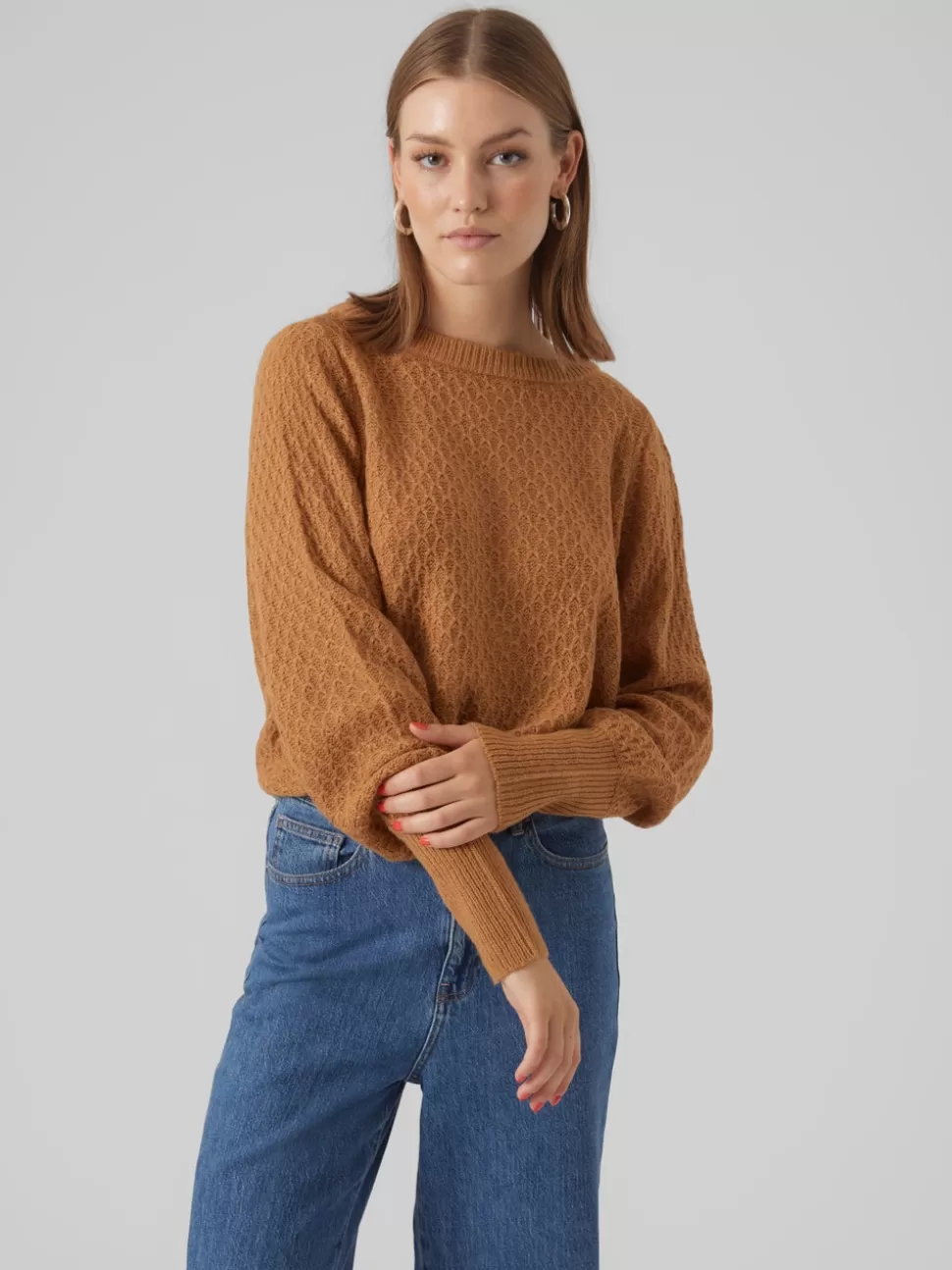 Stickat | Basics^VERO MODA VMWAFFY Pullover Tobacco Brown