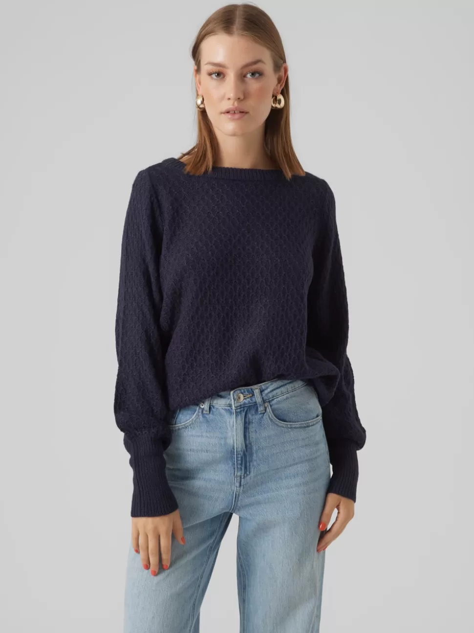 Stickat | Basics^VERO MODA VMWAFFY Pullover Navy Blazer