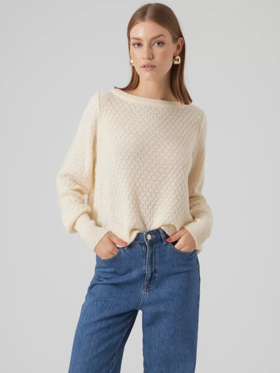 Stickat | Basics^VERO MODA VMWAFFY Pullover Birch