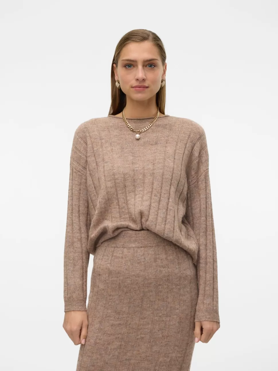 Stickat^VERO MODA VMWILLA Pullover Silver Mink