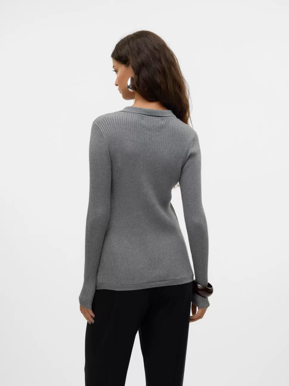 Stickat^VERO MODA VMWILLOW Stickad Kofta Medium Grey Melange