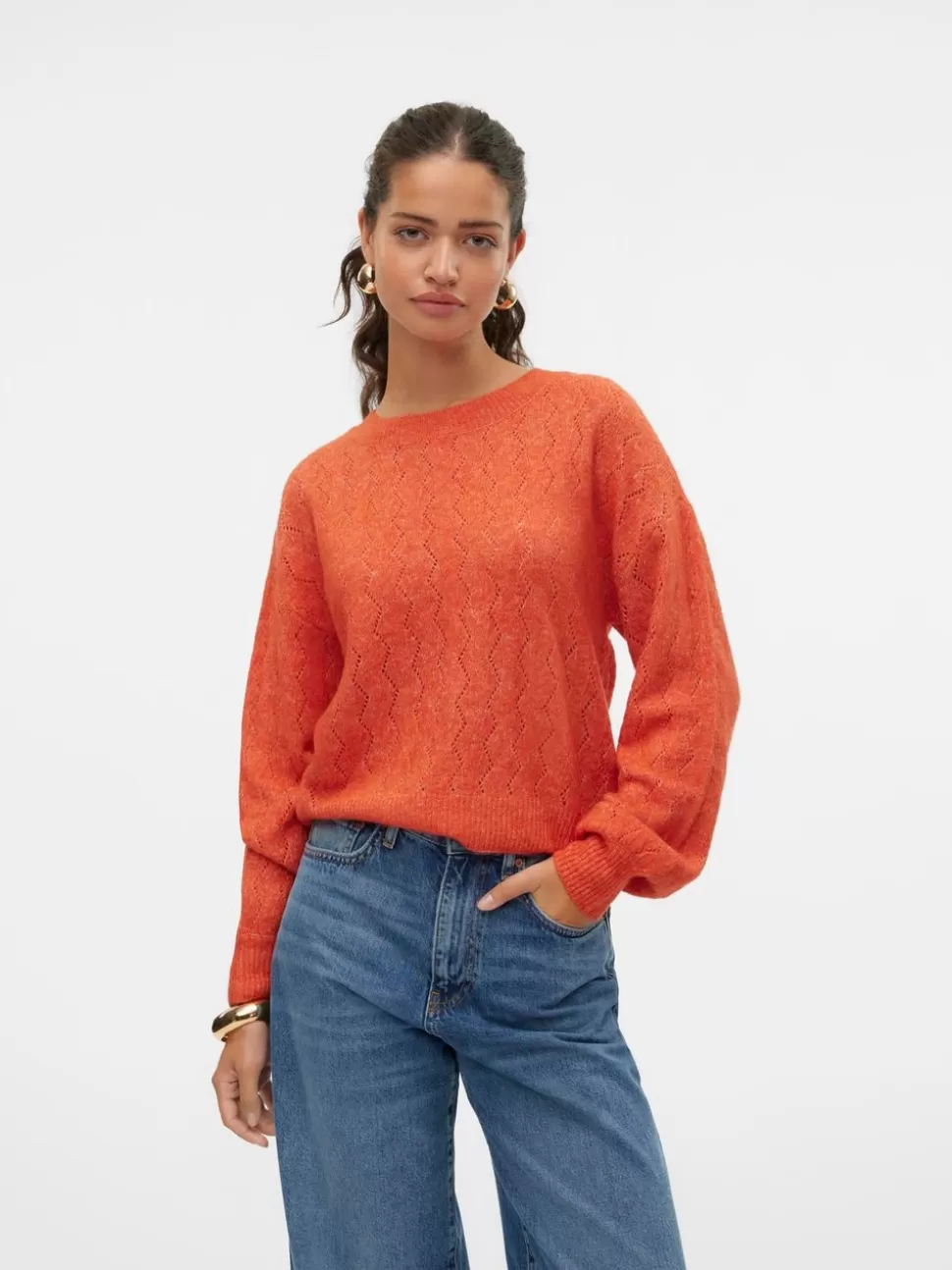 Stickat^VERO MODA VMYEN Pullover Burnt Sienna