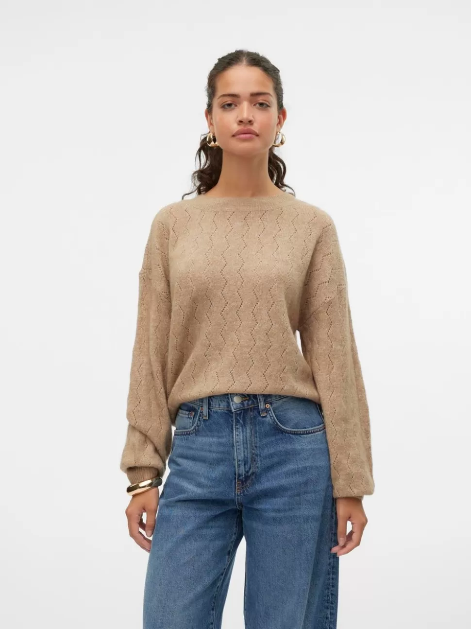Stickat^VERO MODA VMYEN Pullover Silver Mink