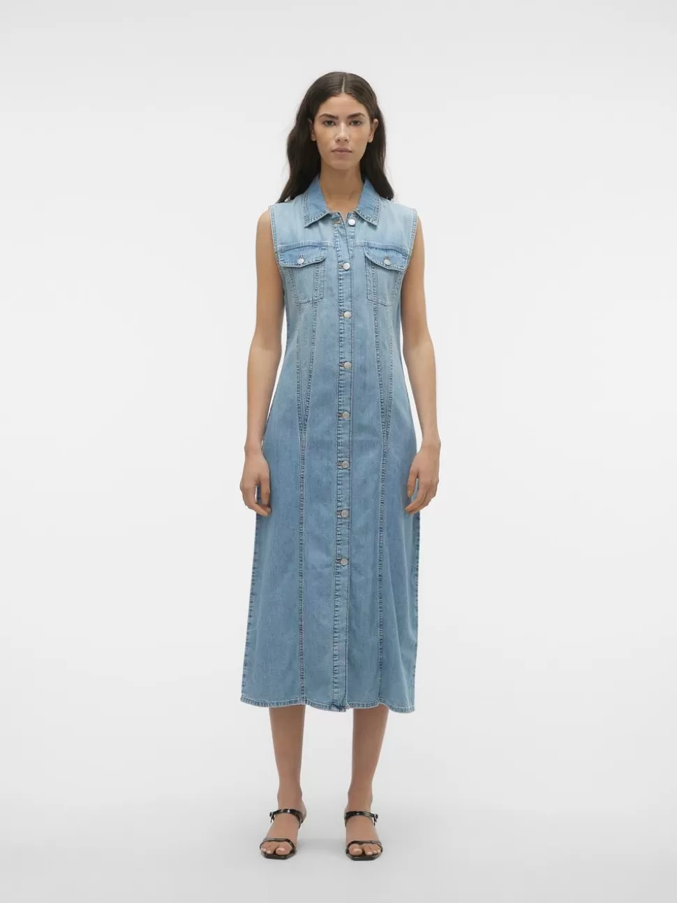 Klänningar^VERO MODA VMZADIE Lång Klänning Light Blue Denim