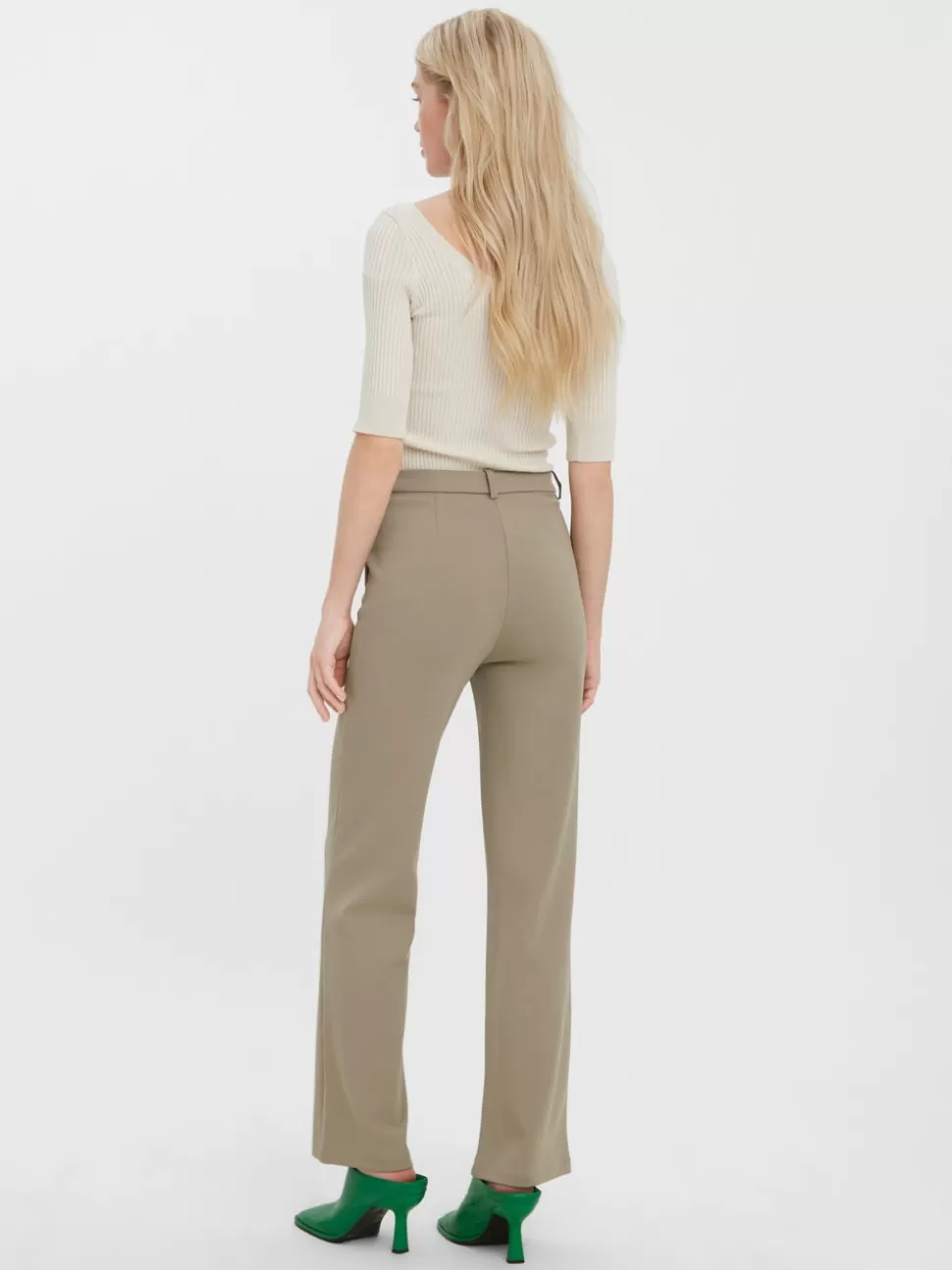Byxor^VERO MODA VMZAMIRA Medelhög Midja Byxor Laurel Oak