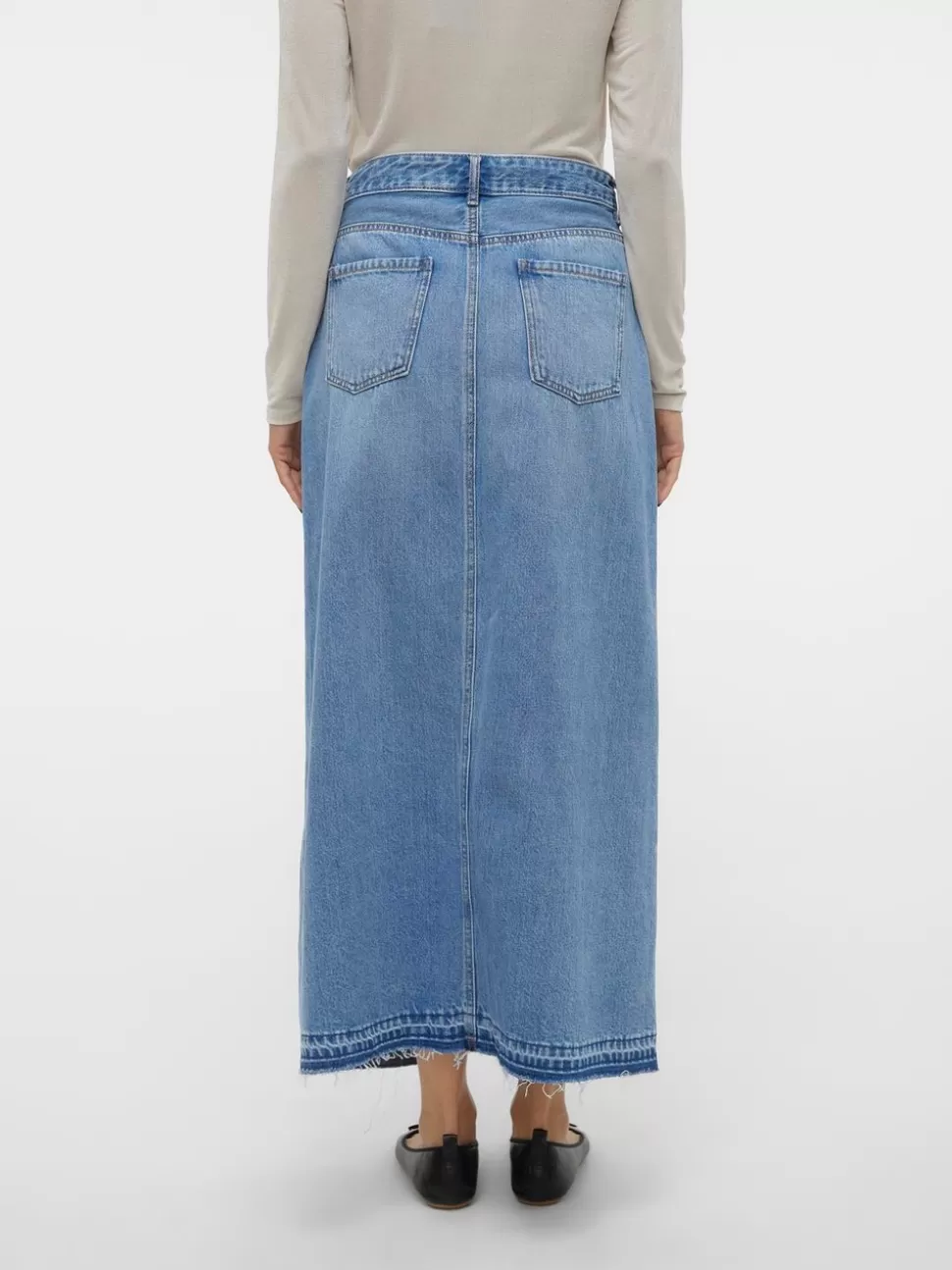 Kjolar^VERO MODA VMZAYLA Hög Midja Lång Kjol Medium Blue Denim