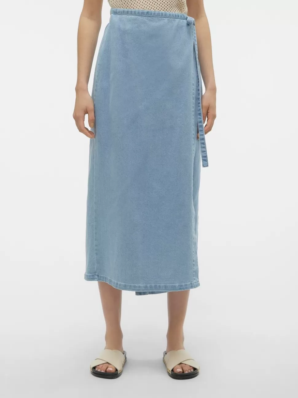 Kjolar^VERO MODA VMZINNIA Lång Kjol Light Blue Denim