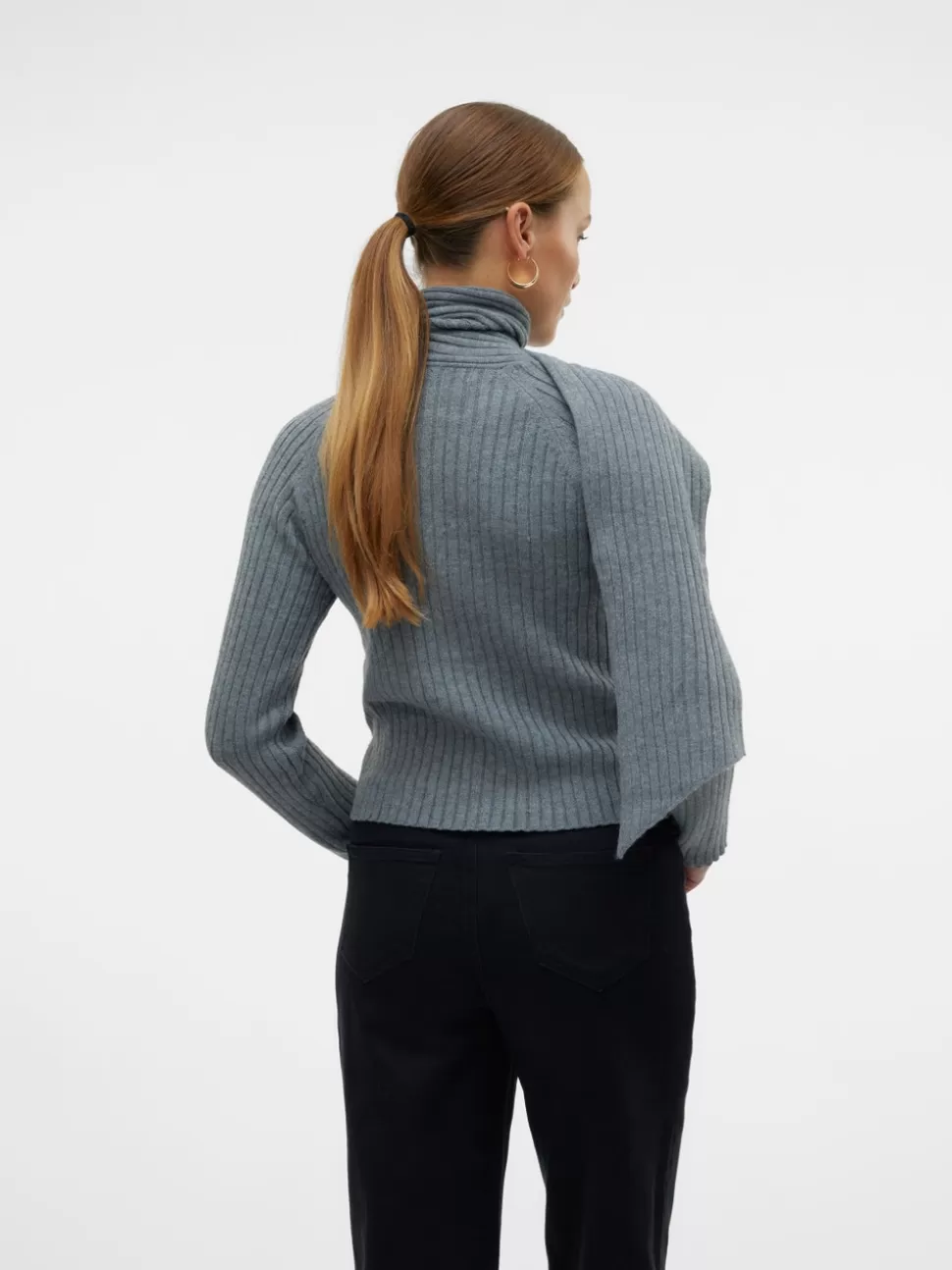 Stickat^VERO MODA VMZOEY Pullover Medium Grey Melange