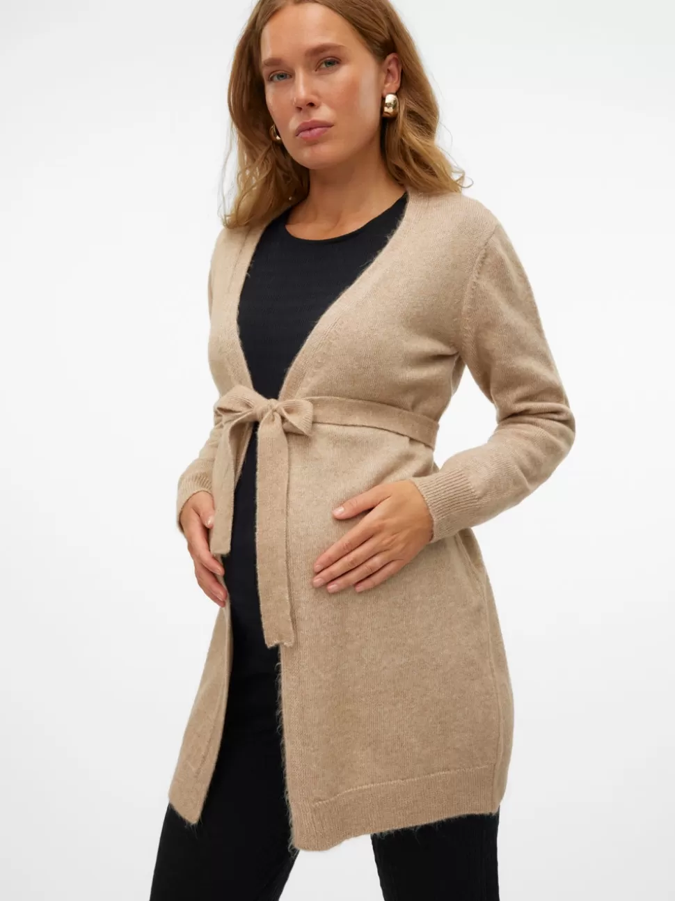 Stickat | Stickat^VERO MODA V-ringning Stickad Kofta Natural Melange